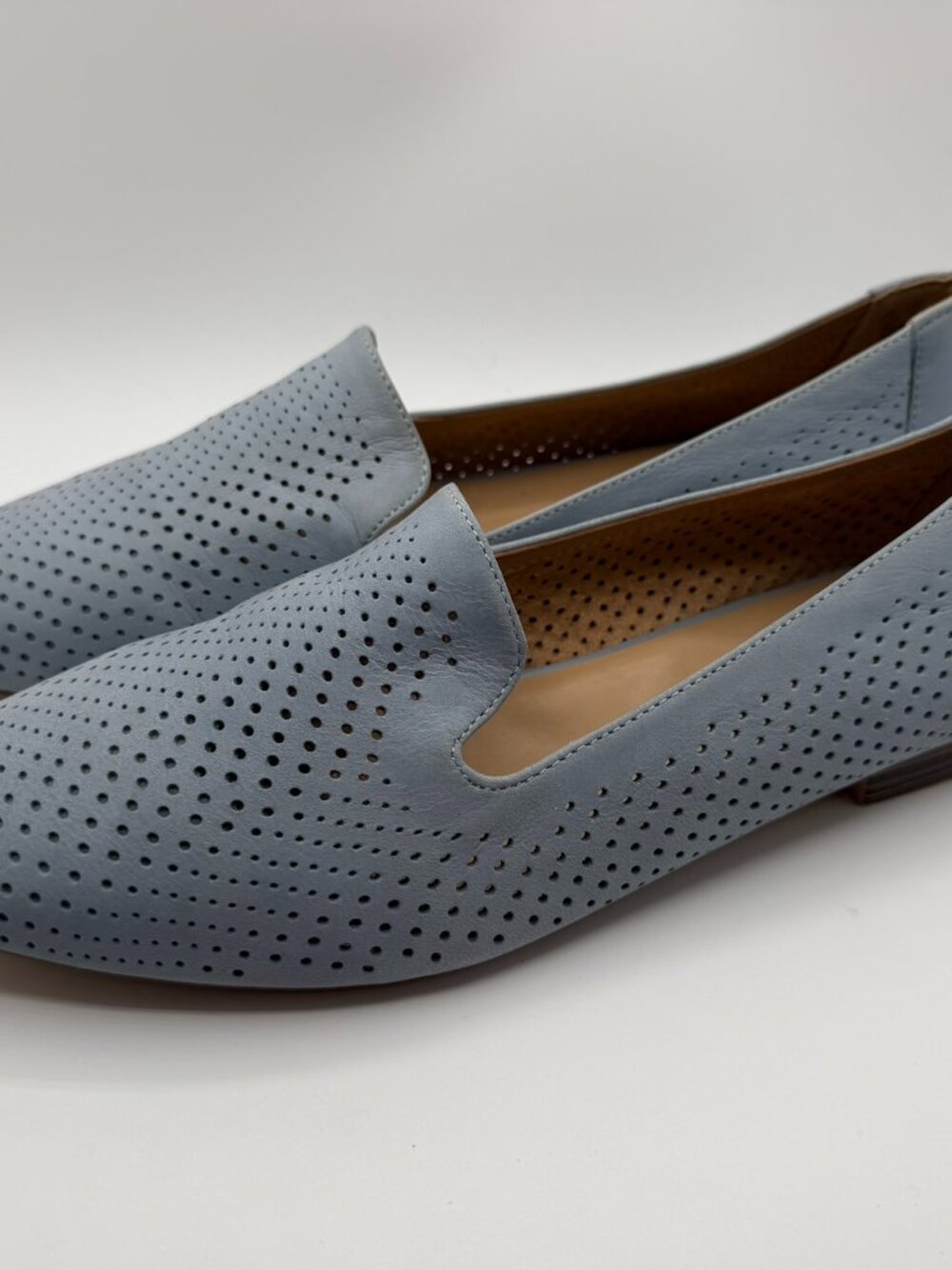 Naturalizer Lorna 2 Slip-On Flats Perforated Suede Leather Loafers Size 10M Blue